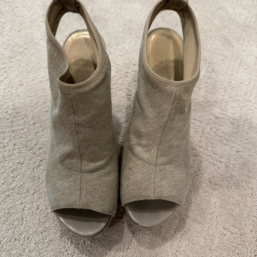 Stuart Weitzman Beige Peep-Toe Platform Shoes - image 1